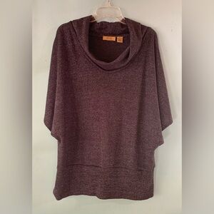 Valerie Stevens charcoal gray and silver cowl neck sweater, size XL